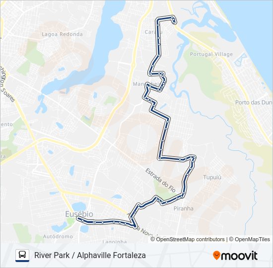 Mapa da linha 54 RIVER PARK / ALPHAVILLE (CE-025) de ônibus