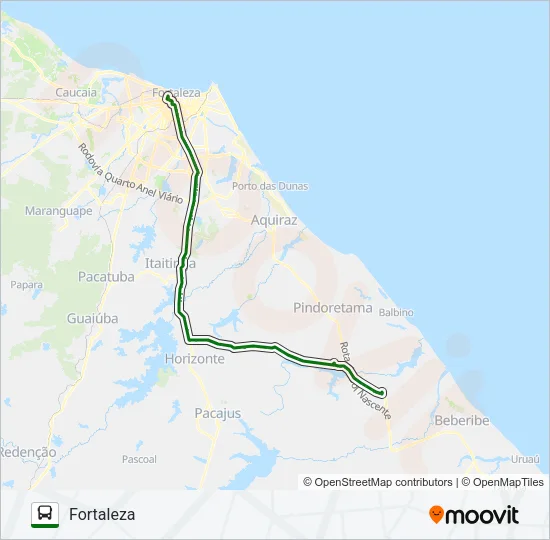 33105 FORTALEZA / GUANACÉS VIA COLUNA Bus Line Map