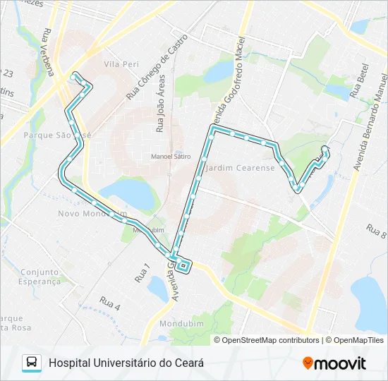 1310 SIQUEIRA / HOSPITAL UNIVERSITÁRIO DO CEARÁ Bus Line Map