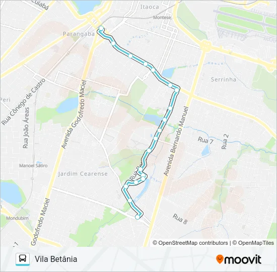 344 CONJUNTO JANA BARROSO / HUC / PARANGABA Bus Line Map