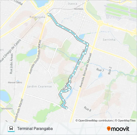 344 CONJUNTO JANA BARROSO / HUC / PARANGABA Bus Line Map