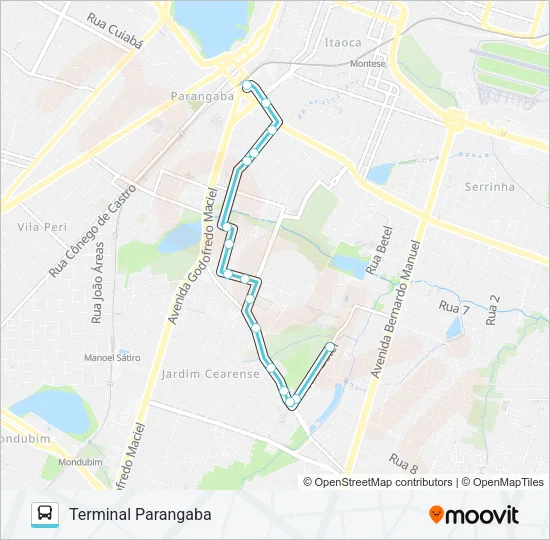 1320 PARANGABA / HOSPITAL UNIVERSITÁRIO DO CEARÁ Bus Line Map