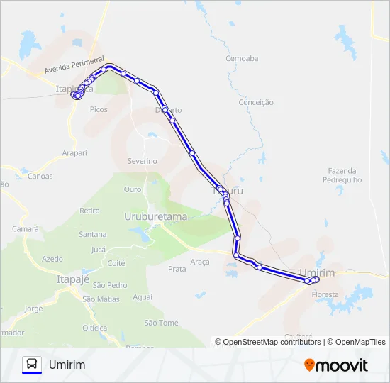 25107 UMIRIM / ITAPIPOCA / VIA BR-402 Bus Line Map