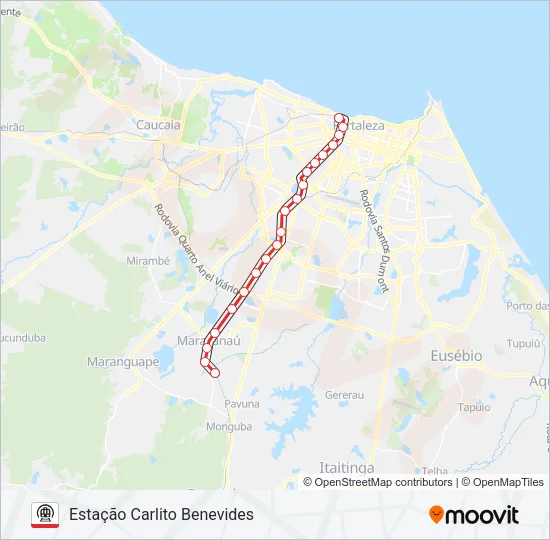 SUL FORTALEZA ⇄ PACATUBA Metro Line Map