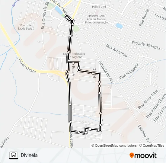 ROTA PRETA 2 DIVINEIA/NOVO RUMO/NOVO AQUIRAZ/CIRCULAR Bus Line Map