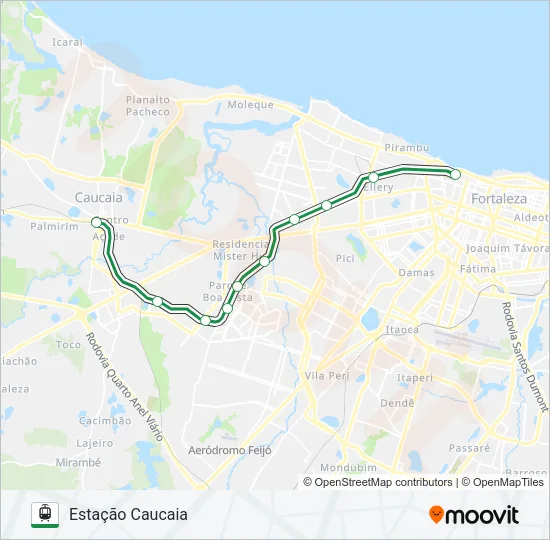 OESTE FORTALEZA ⇄ CAUCAIA Light Rail Line Map