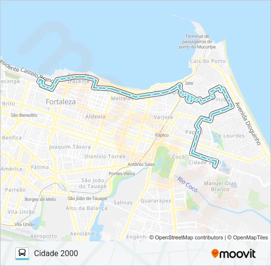 905 CIDADE 2000 / VICENTE PINZÓN / CENTRO Bus Line Map