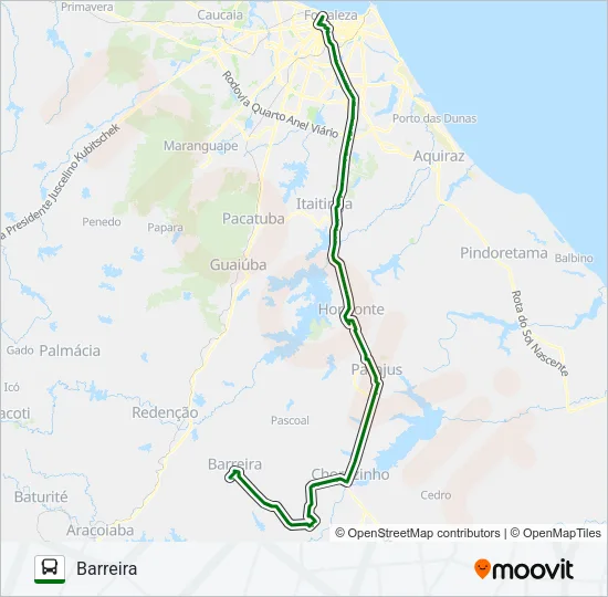33108 FORTALEZA / BARREIRA / LAGOA DO BARRO Bus Line Map