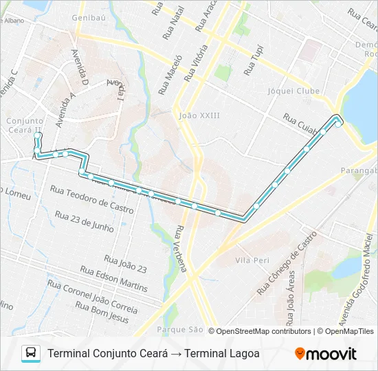 036 CORUJÃO / CONJUNTO CEARÁ / MONTESE / PAPICU Bus Line Map