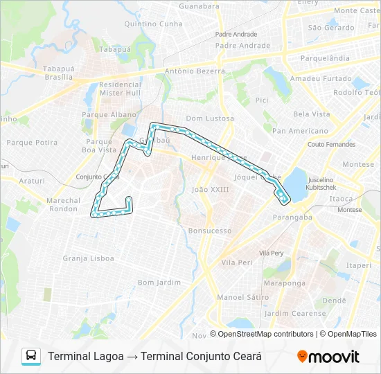 036 CORUJÃO / CONJUNTO CEARÁ / MONTESE / PAPICU Bus Line Map