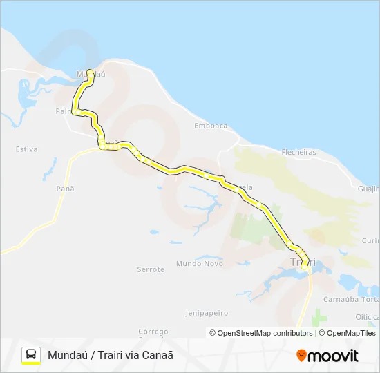 T01 MUNDAÚ / TRAIRI VIA CANAÃ Bus Line Map