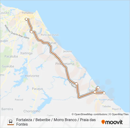 10106 FORTALEZA / BEBERIBE / MORRO BRANCO / PRAIA DAS FONTES Bus Line Map