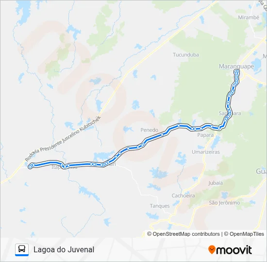 Mapa da linha 09MG MARANGUAPE / ITAPEBUSSU / LAGOA de ônibus
