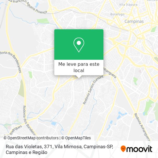 Rua das Violetas, 371, Vila Mimosa, Campinas-SP mapa