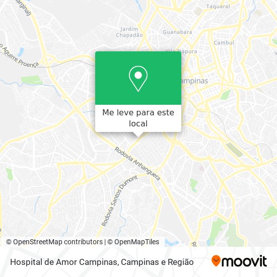 Hospital de Amor Campinas mapa