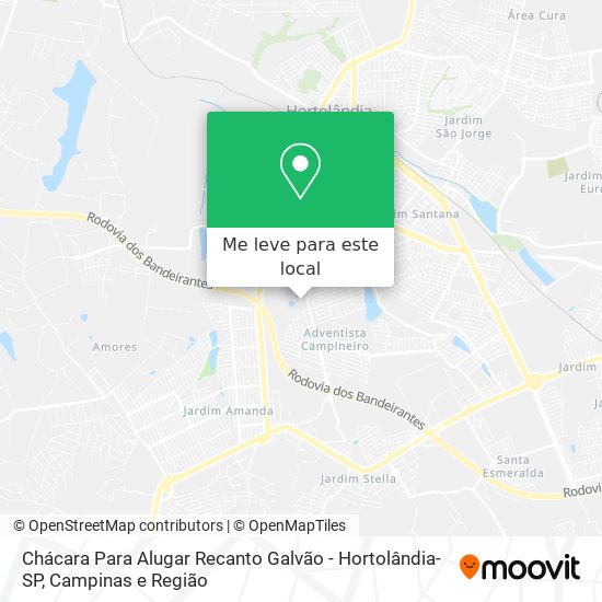 Chácara Para Alugar Recanto Galvão - Hortolândia-SP mapa