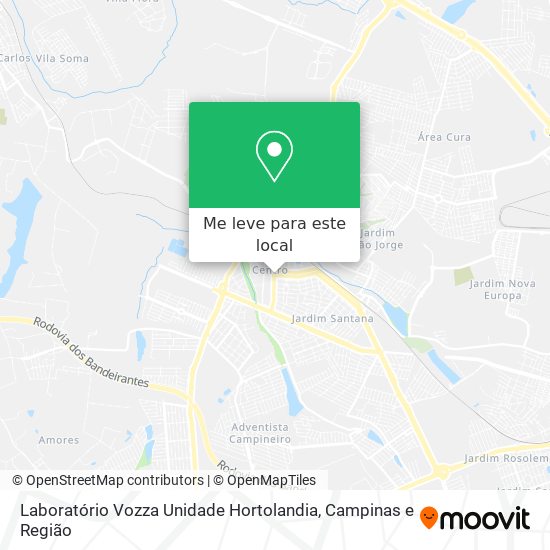 Laboratório Vozza Unidade Hortolandia mapa