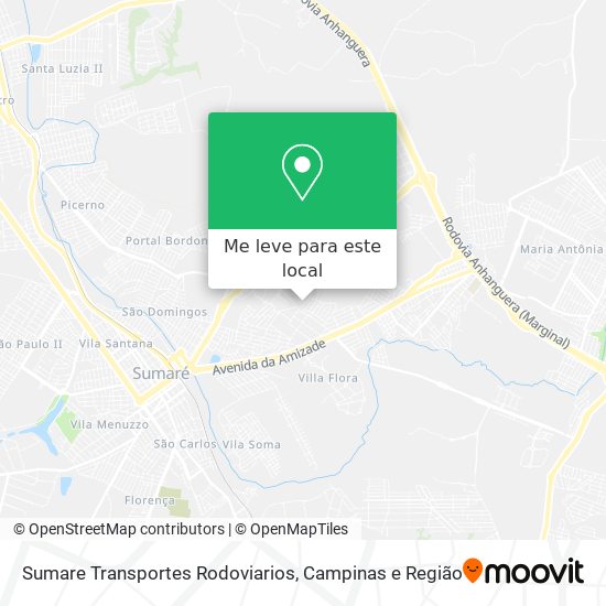 Sumare Transportes Rodoviarios mapa