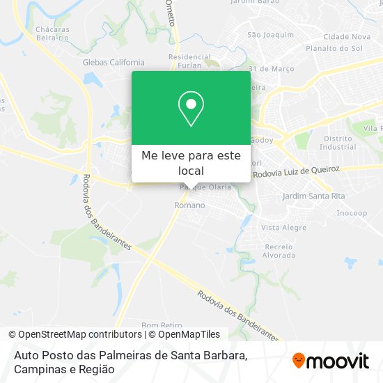 Auto Posto das Palmeiras de Santa Barbara mapa