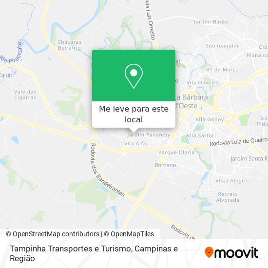 Tampinha Transportes e Turismo mapa