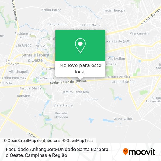 Faculdade Anhanguera-Unidade Santa Bárbara d'Oeste mapa