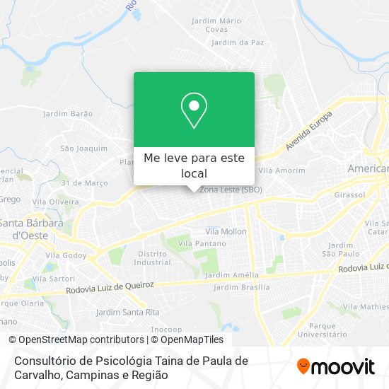 Consultório de Psicológia Taina de Paula de Carvalho mapa