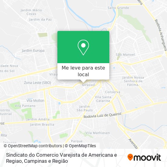 Sindicato do Comercio Varejista de Americana e Regiao mapa