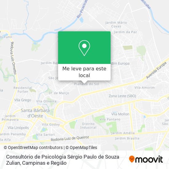 Consultório de Psicológia Sérgio Paulo de Souza Zulian mapa