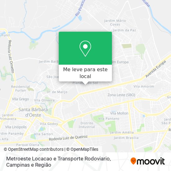 Metroeste Locacao e Transporte Rodoviario mapa