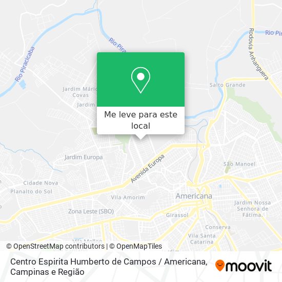 Centro Espirita Humberto de Campos / Americana mapa