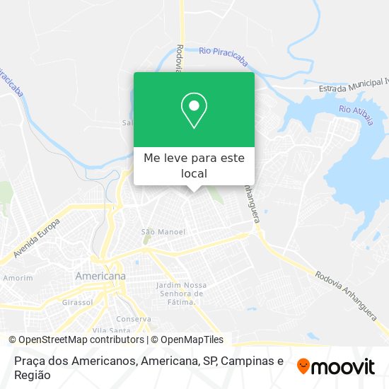 Praça dos Americanos, Americana, SP mapa