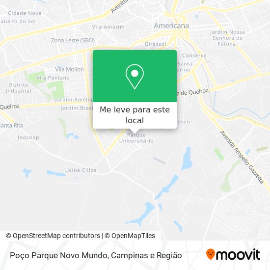 Poço Parque Novo Mundo mapa