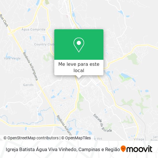 Igreja Batista Água Viva Vinhedo mapa
