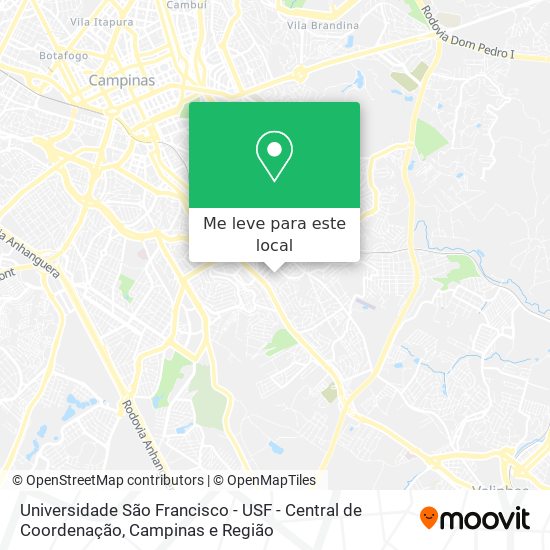 Universidade São Francisco - USF - Central de Coordenação mapa