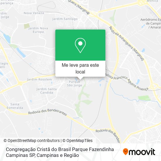 Congregação Cristã do Brasil Parque Fazendinha Campinas SP mapa