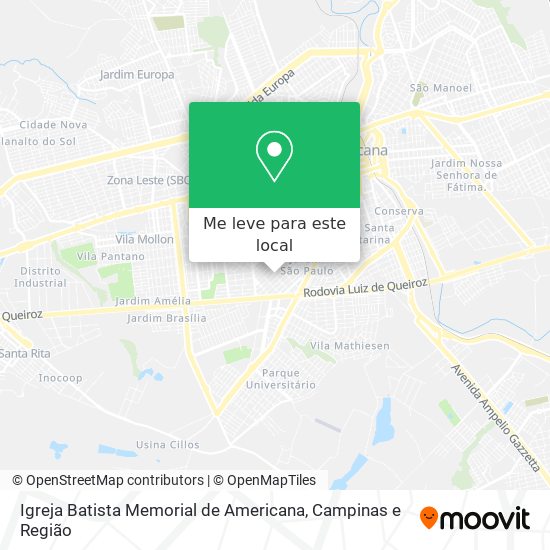 Igreja Batista Memorial de Americana mapa