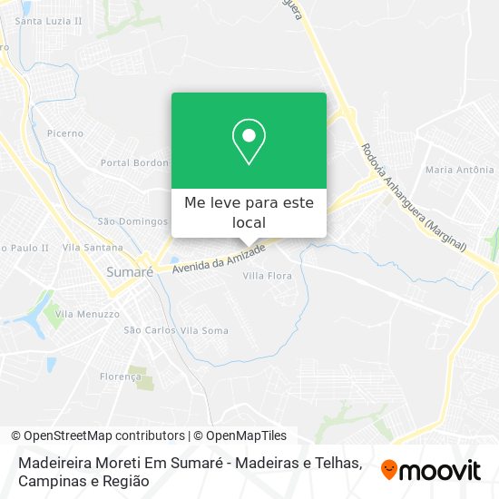 Madeireira Moreti Em Sumaré - Madeiras e Telhas mapa