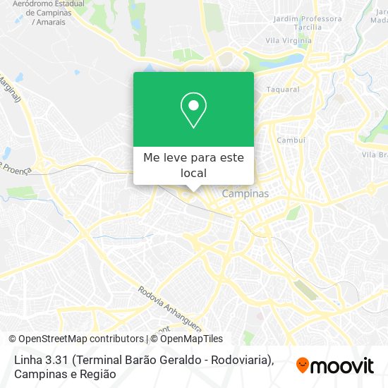 Linha 3.31 (Terminal Barão Geraldo - Rodoviaria) mapa