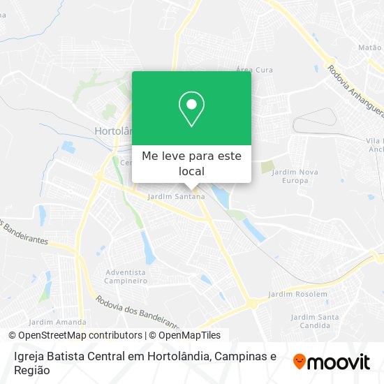 Igreja Batista Central em Hortolândia mapa