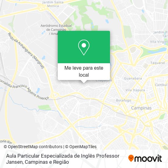 Aula Particular Especializada de Inglês Professor Jansen mapa