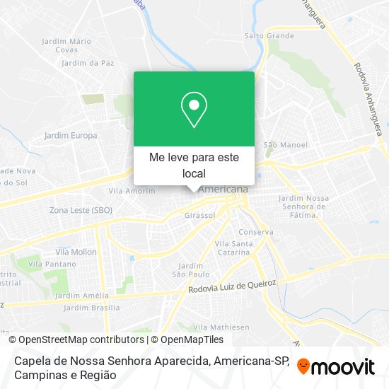 Capela de Nossa Senhora Aparecida, Americana-SP mapa