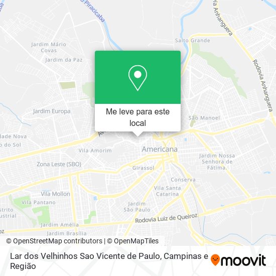 Lar dos Velhinhos Sao Vicente de Paulo mapa