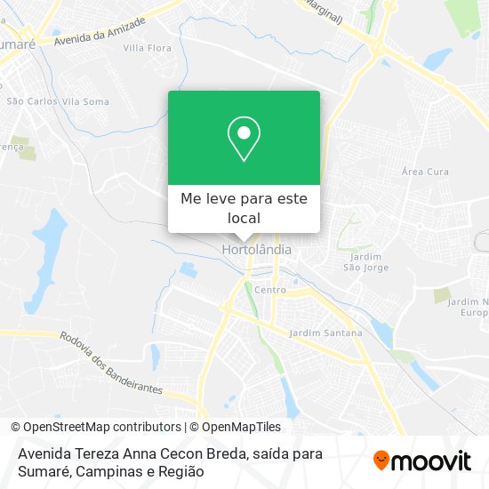 Avenida Tereza Anna Cecon Breda, saída para Sumaré mapa