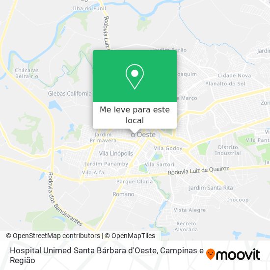 Hospital Unimed Santa Bárbara d'Oeste mapa