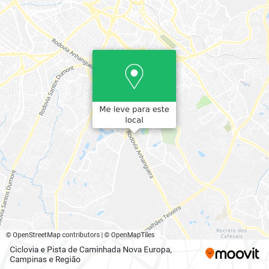 Ciclovia e Pista de Caminhada Nova Europa mapa