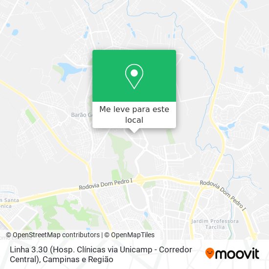 Linha 3.30 (Hosp. Clínicas via Unicamp - Corredor Central) mapa