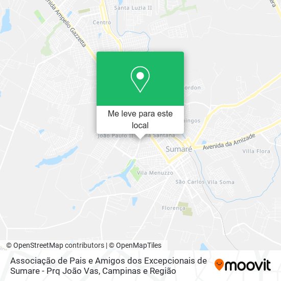 Associação de Pais e Amigos dos Excepcionais de Sumare - Prq João Vas mapa