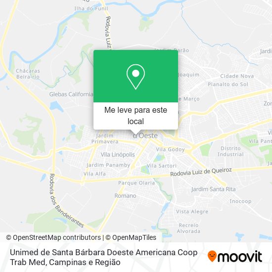 Unimed de Santa Bárbara Doeste Americana Coop Trab Med mapa