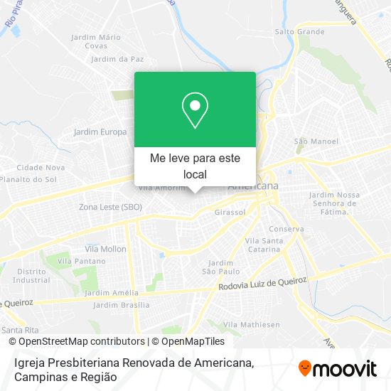 Igreja Presbiteriana Renovada de Americana mapa