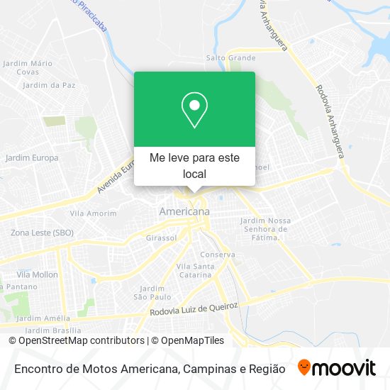 Encontro de Motos Americana mapa